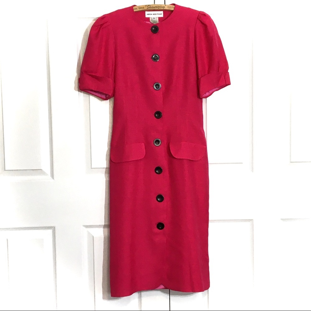 Vintage NIPON BOUTIQUE Short Sleeve Dress linen - Picture 1 of 16